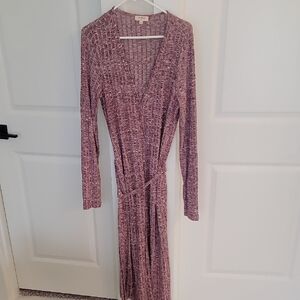 Umgee Textured Maroon Long Sleeve Dress